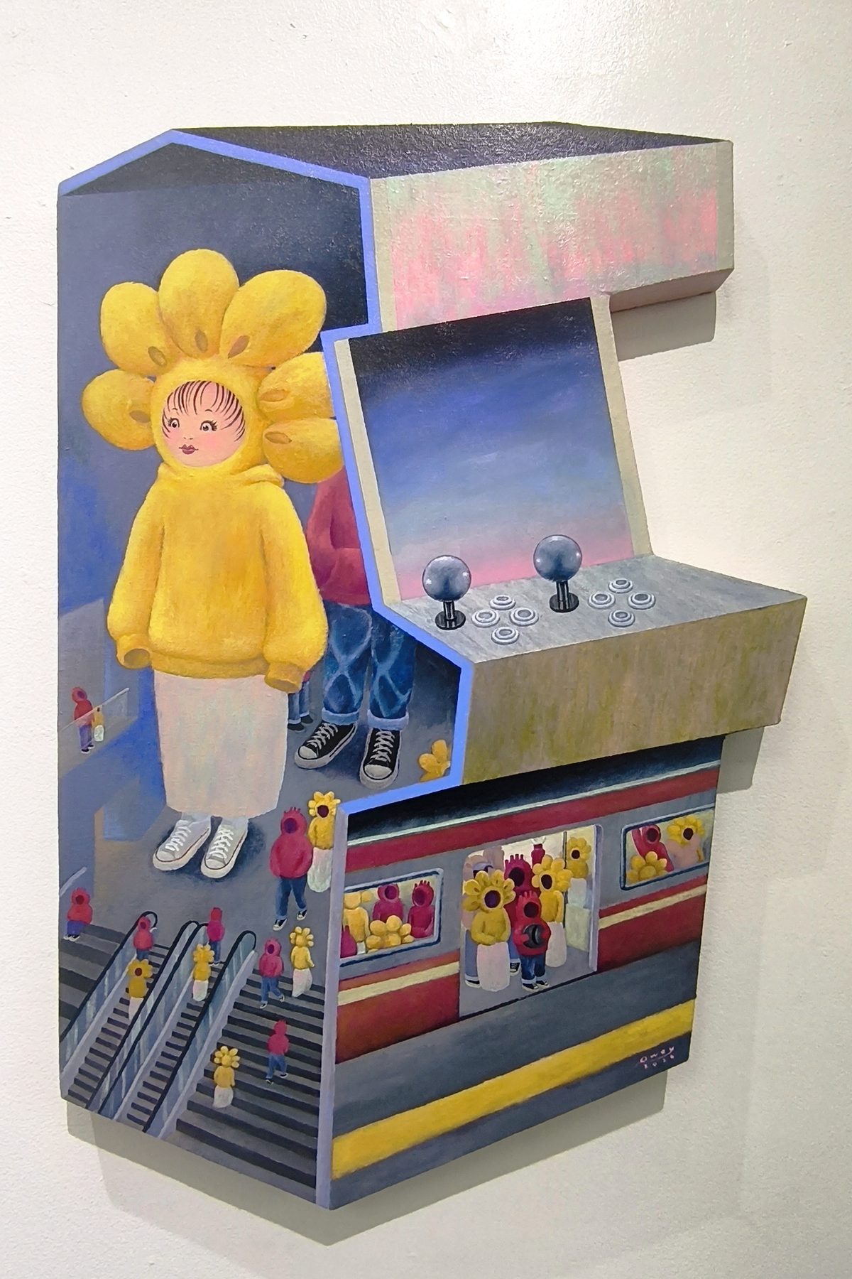 Larger Than Life — shaped arcade canvas, Owey Ramos, 2026